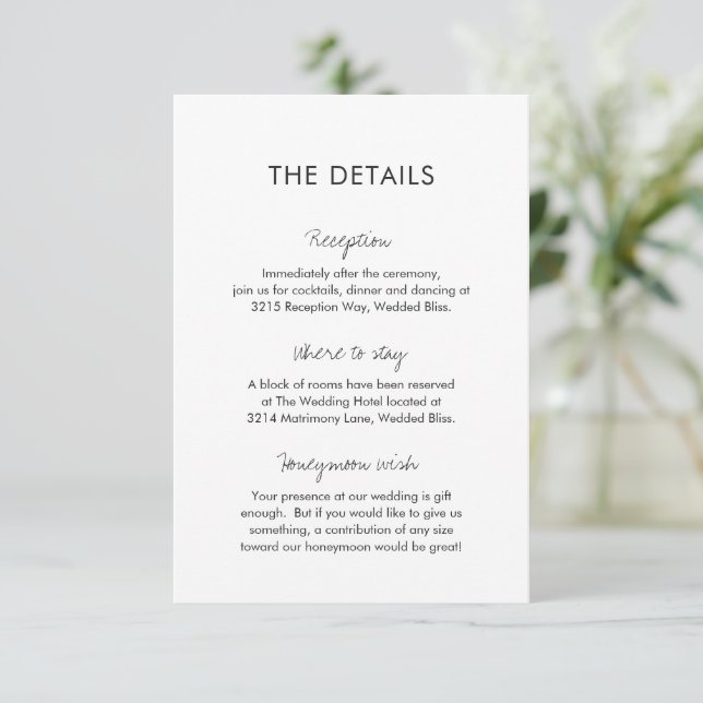 Carte D'accompagnement Élégant noir et blanc Mariage moderne (Debout devant)