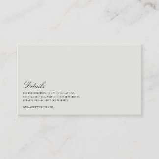 Carte D'accompagnement Elegant noir & Sage Green Détails du Mariage