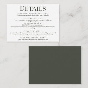 Carte D'accompagnement Elégant Olive Green Détails du Mariage