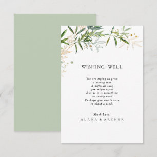 Carte D'accompagnement Elégant Olive Greenery Mariage Wishing Well Card