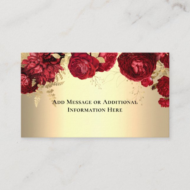 Carte D'accompagnement Élégant or rouge floral (Devant)