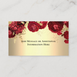 Carte D'accompagnement Élégant or rouge floral