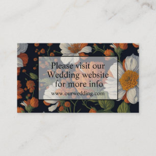 Carte D'accompagnement Élégant orange fleurs florales blanches code QR
