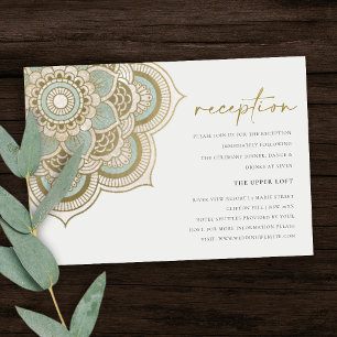 Carte D'accompagnement Elégant Ornate Gold Turquoise Mandala Mariage Réce