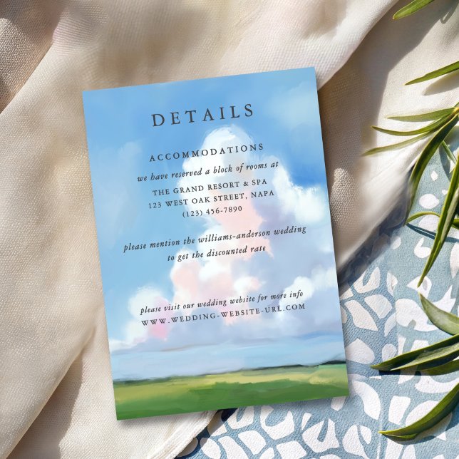 Carte D'accompagnement Elegant Painted Landscape Blue Sky Clouds Wedding (Créateur téléchargé)