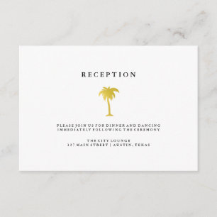 Carte D'accompagnement Elégant Palmier d'or Faux Réception de mariage