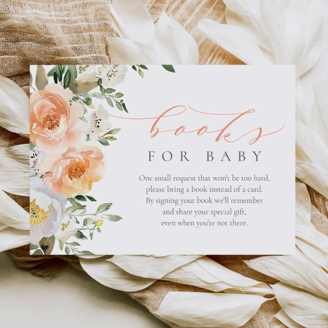 Carte D'accompagnement Elegant Peach Baby Girl Baby shower Livres pour bé (Créateur téléchargé)