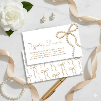 Carte D'accompagnement Elegant Pearl Bow Bridal Shower Display Shower
