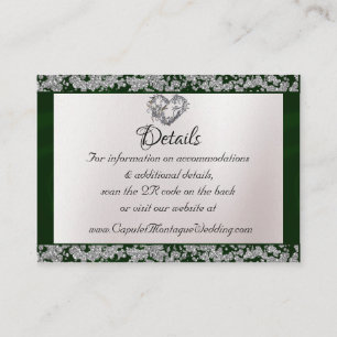 Carte D'accompagnement Elegant Pearl, Emerald Ribbon & Sparkle QR Code