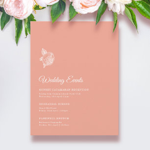 Carte D'accompagnement Elégant Peony Flower Mariage week-end