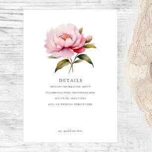Carte D'accompagnement Elegant Peony Magnolia rose Floral Détails du Mari