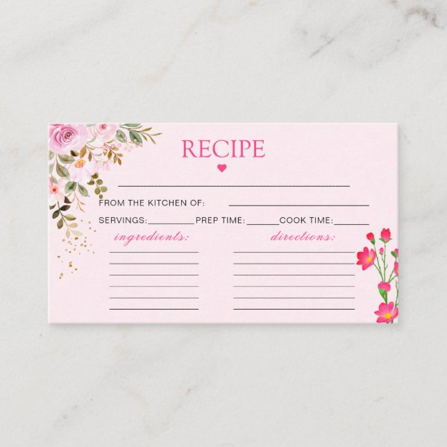 Carte D'accompagnement Élégant pétales et de poursuites Floral rose Recet (Devant)