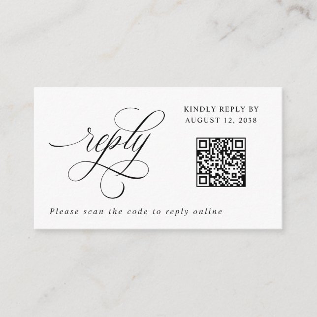 Carte D'accompagnement Elégant petit RSVP QR Code de luxe Réponse Mariage (Devant)