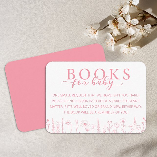 Carte D'accompagnement Elegant Pink Floral Books for Baby Card (Books for Baby - Pink)