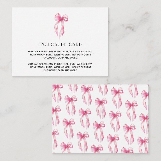 Carte D'accompagnement Élégant Pink Tying Fête des mariées Knot (Devant / Derrière)