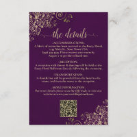 Elegant Plum Purple & Gold Mariage QR Code Détails