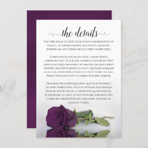 Carte D'accompagnement Élégant Plum violet romantique Rose Détails Mariag