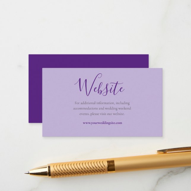 Carte D'accompagnement Elegant Purple & Lilac Mariage Détails de l'URL du (Devant/Arrière en situation)
