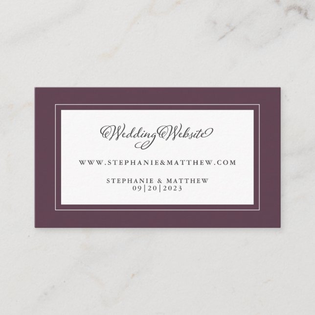Carte D'accompagnement Elégant Purple Mariage Website Modern Chic Détails (Devant)