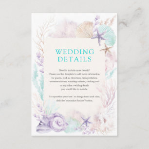 Carte D'accompagnement Elegant Purple Mint Ocean Beach Détails de mariage