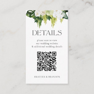 Carte D'accompagnement Elégant QR Code Greenery Détails du Mariage