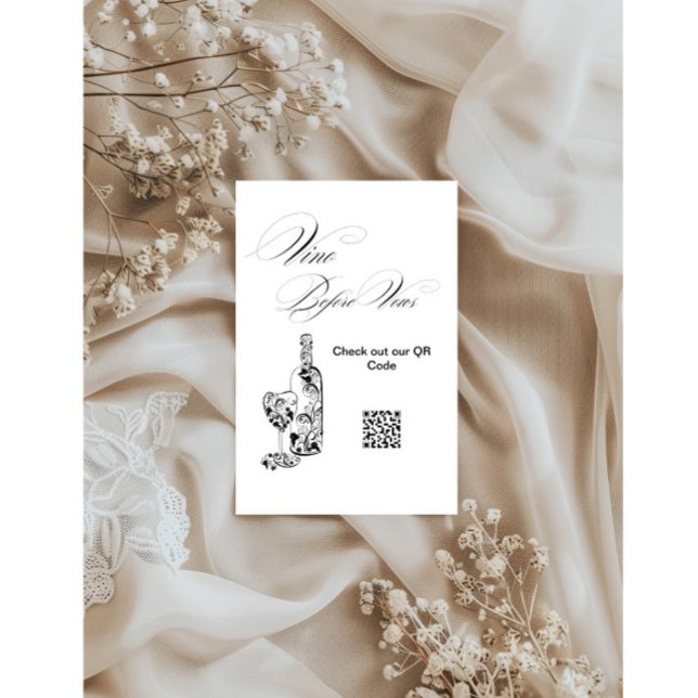 Carte D'accompagnement Élégant Qr Code Vino Avant Vows Fête des mariées (Créateur téléchargé)