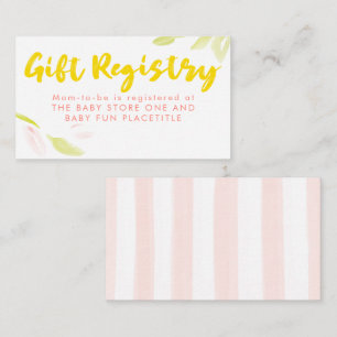 Carte D'accompagnement Élégant registre de cadeaux rose et jaune pour une