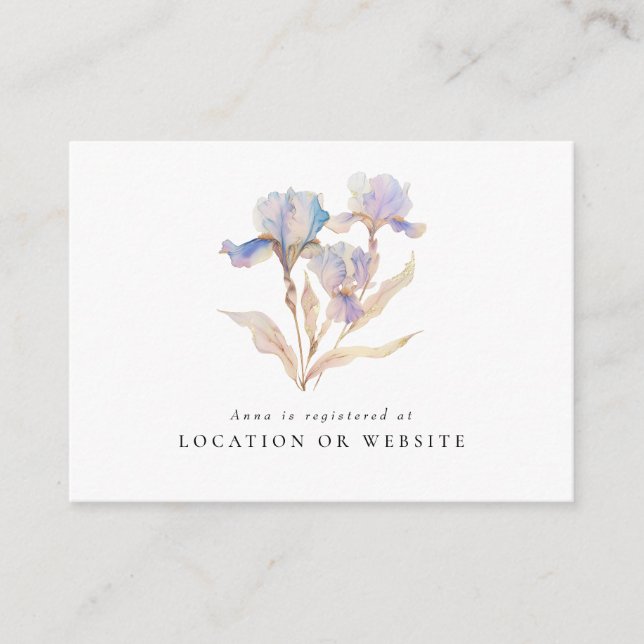 Carte D'accompagnement Élégant registre de Fêtes des mariées Iris (Devant)