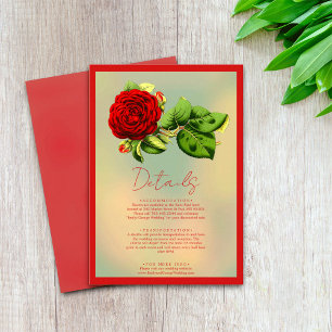 Carte D'accompagnement Elégant romantique Rose rouge Floral Détails de ma