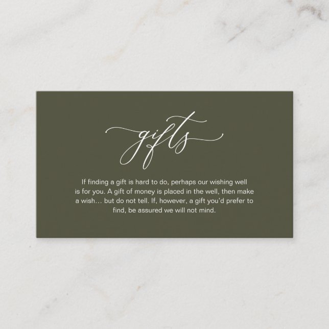 Carte D'accompagnement Élégant romantique, Une note de cadeaux, Olive Gre (Devant)