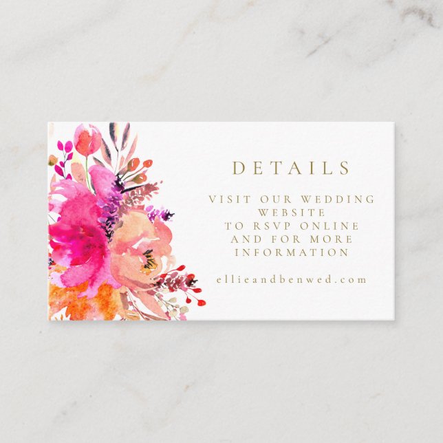 Carte D'accompagnement Elégant rose Aquarelle Floral Wedding RSVP Online (Devant)