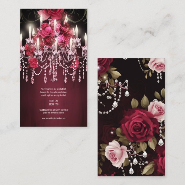 Carte D'accompagnement Élégant Rose de Bourgogne Floral Mariage (Devant / Derrière)