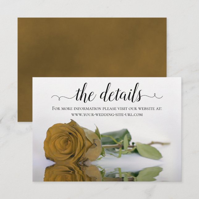 Carte D'accompagnement Elegant Rose d'or Chic Mariage Détails Site Web (Devant / Derrière)