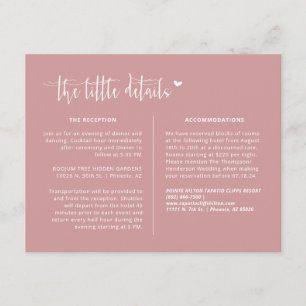 Carte D'accompagnement Elégant rose Dusty Détails Mariage moderne QR Code