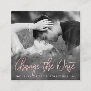 Carte D'accompagnement Élégant Rose Foil Script Photo Modifier La Date