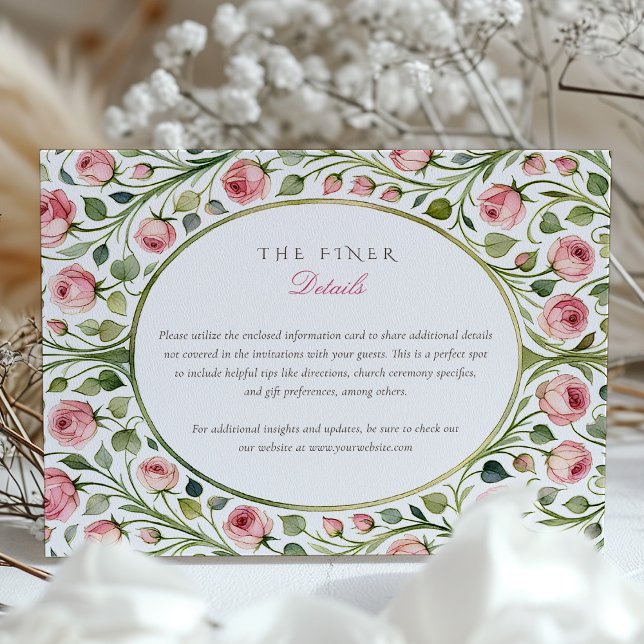 Carte D'accompagnement Elégant Rose Garden Détails de mariage Enclos (Créateur téléchargé)
