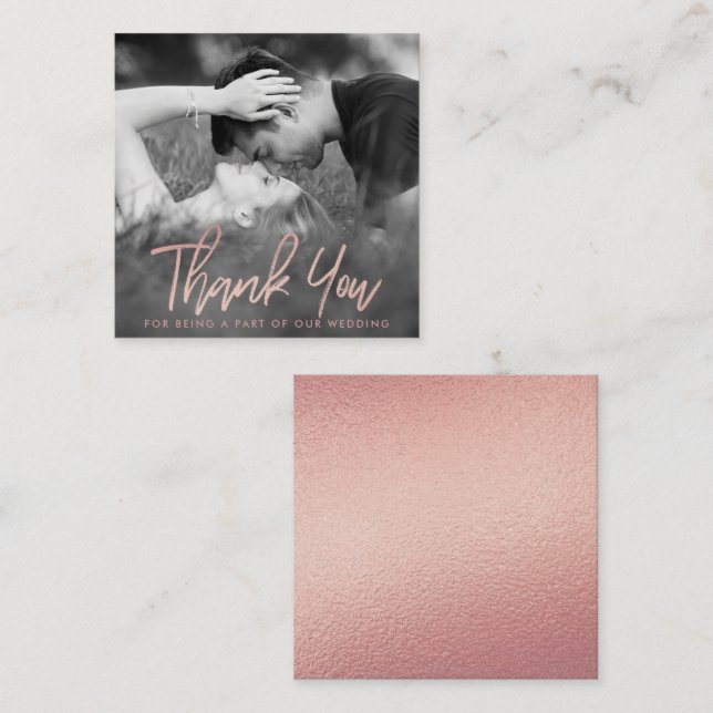 Carte D'accompagnement Élégant Rose Gold Foil Script Merci photo (Devant / Derrière)