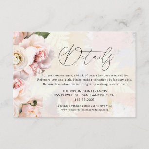 Carte D'accompagnement Élégant rose pâle Détails du Mariage