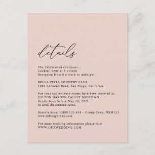 Carte D'accompagnement Elégant Rose simple et poussiéreux Détails sur le 