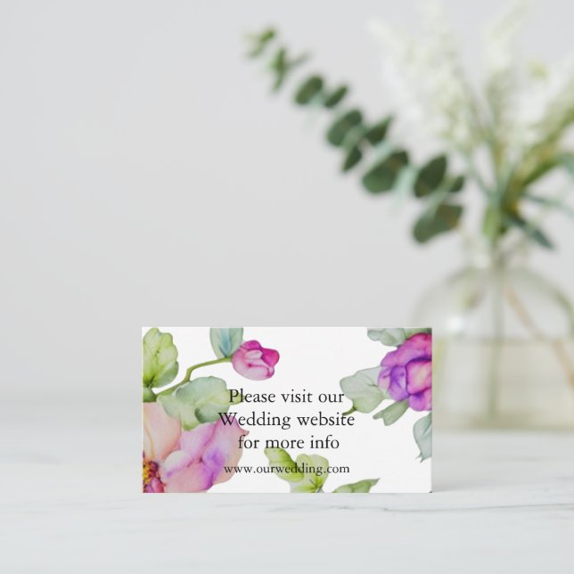 Carte D'accompagnement Elégant rose violet aquarelle Mariage floral (Debout devant)