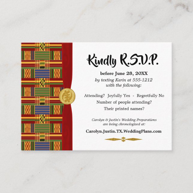 Carte D'accompagnement Elégant RSVP African Plaid Kente K84 Style 2 (Devant)