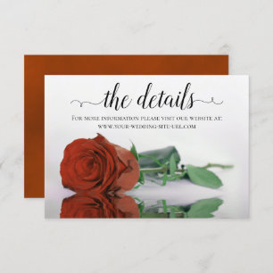 Carte D'accompagnement Elegant Rust Orange Rose Détails du Mariage Site W