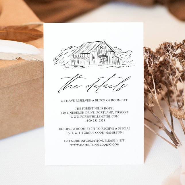 Carte D'accompagnement Elegant Rustic Grange Détails du Mariage (Créateur téléchargé)