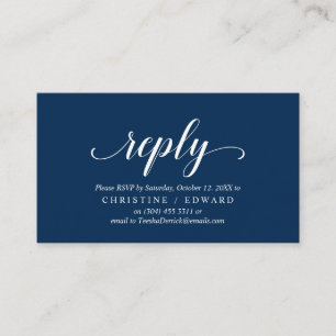 Carte D'accompagnement Élégant Rustique, Navy Blue, RSVP répondez, répond