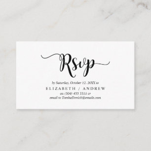 Carte D'accompagnement Élégant Rustique Noir, Réponse Mariage, répondre