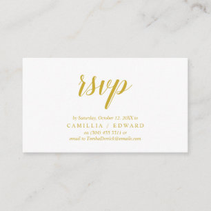 Carte D'accompagnement Élégant rustique, script Gold, réponse RSVP