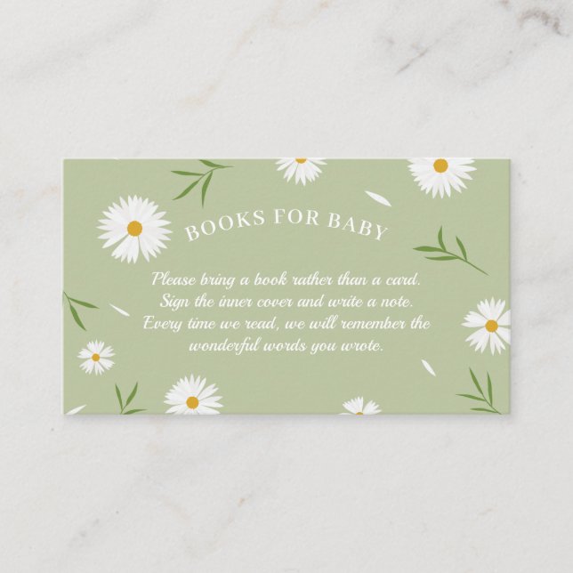 Carte D'accompagnement Elégant Sage Green Baby showers Livres Pour Bébé (Devant)