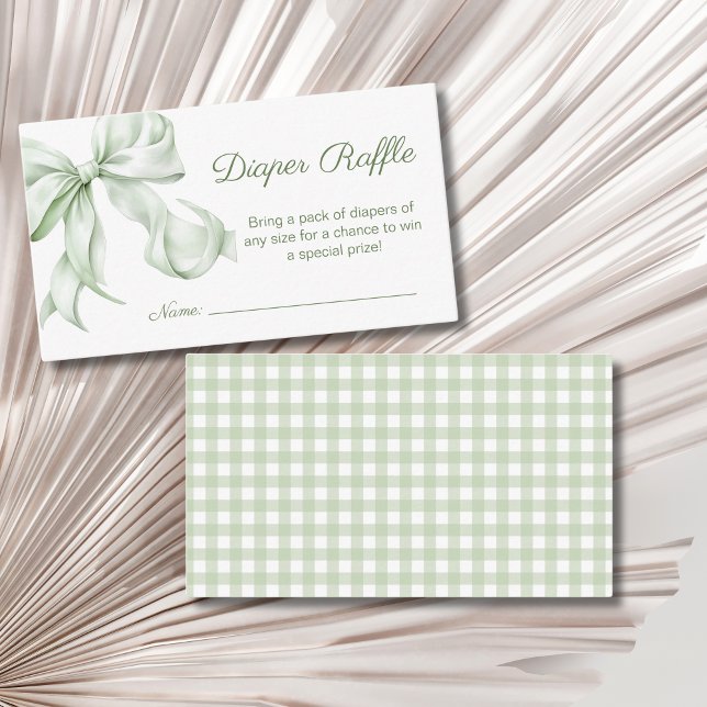 Carte D'accompagnement Élégant Sage Green Bow Baby shower Déchets Raffle (Créateur téléchargé)