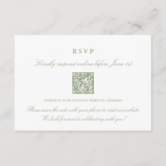 Carte D'accompagnement Elegant Sage Green en ligne RSVP QR Code