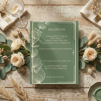 Carte D'accompagnement Elegant Sage Green Eucalyptus Wedding Reception